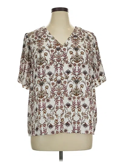 Pre-owned Worthington Short Sleeve Blouse In Ivory