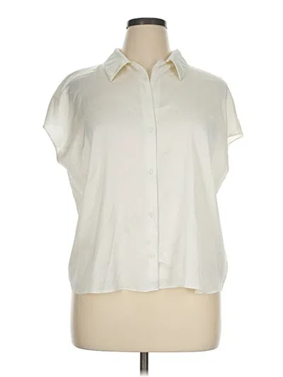 Pre-owned Worthington Short Sleeve Blouse In Ivory