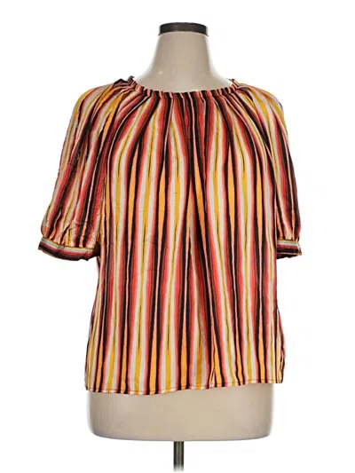 Pre-owned Worthington Short Sleeve Blouse In Orange