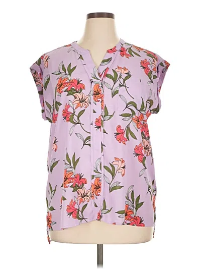 Pre-owned Worthington Short Sleeve Blouse In Pink