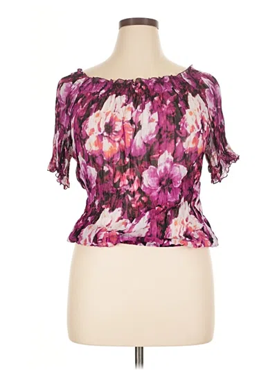 Pre-owned Worthington Short Sleeve Blouse In Purple