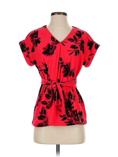 Pre-owned Worthington Short Sleeve Blouse In Red