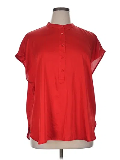 Pre-owned Worthington Short Sleeve Blouse In Red