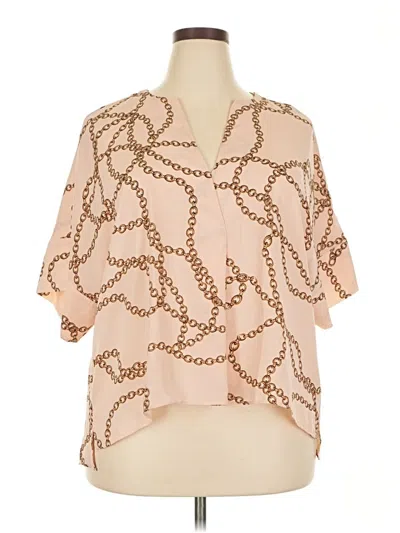 Pre-owned Worthington Short Sleeve Blouse In Tan