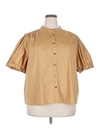 Pre-owned Worthington Short Sleeve Blouse In Tan
