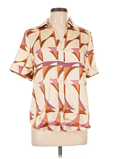 Pre-owned Worthington Short Sleeve Blouse In Tan