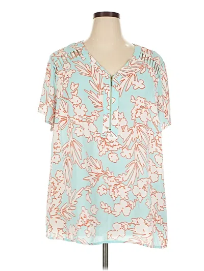 Pre-owned Worthington Short Sleeve Blouse In Teal