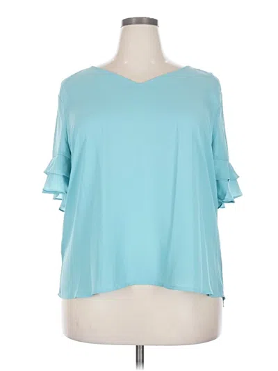 Pre-owned Worthington Short Sleeve Blouse In Teal