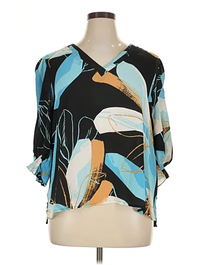 Pre-owned Worthington Short Sleeve Blouse In Teal