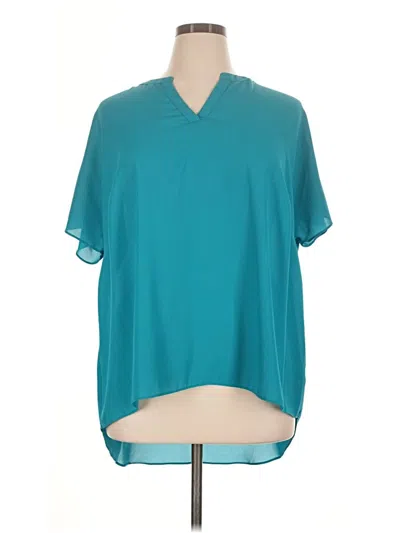 Pre-owned Worthington Short Sleeve Blouse In Teal