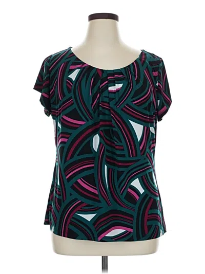 Pre-owned Worthington Short Sleeve Blouse In Teal