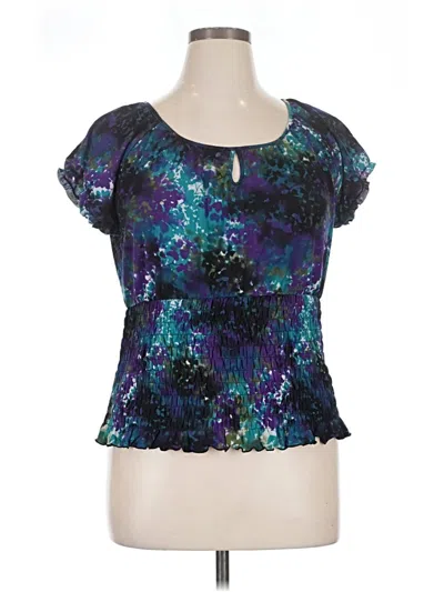 Pre-owned Worthington Short Sleeve Blouse In Teal