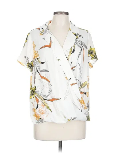 Pre-owned Worthington Short Sleeve Blouse In White