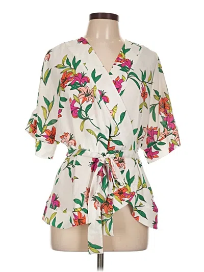 Pre-owned Worthington Short Sleeve Blouse In White