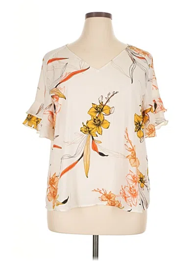 Pre-owned Worthington Short Sleeve Blouse In White