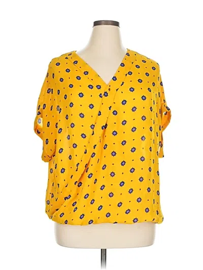 Pre-owned Worthington Short Sleeve Blouse In Yellow