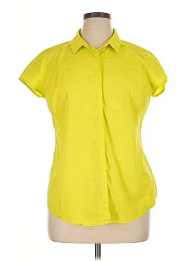 Pre-owned Worthington Short Sleeve Blouse In Yellow