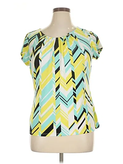 Pre-owned Worthington Short Sleeve Blouse In Yellow