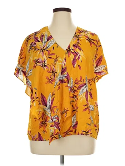 Pre-owned Worthington Short Sleeve Blouse In Yellow