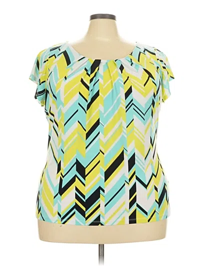 Pre-owned Worthington Short Sleeve Blouse In Yellow