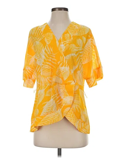 Pre-owned Worthington Short Sleeve Blouse In Yellow