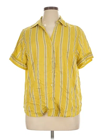Pre-owned Worthington Short Sleeve Blouse In Yellow