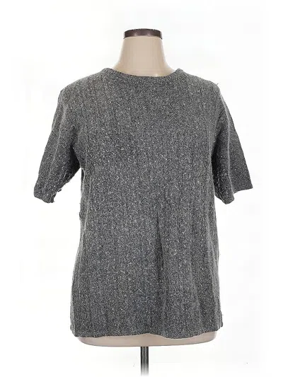 Pre-owned Worthington Short Sleeve Silk Top Gray Crew Neck Tops