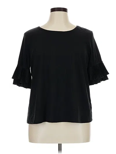 Pre-owned Worthington Short Sleeve Top Black Cold Shoulder Neckline Tops