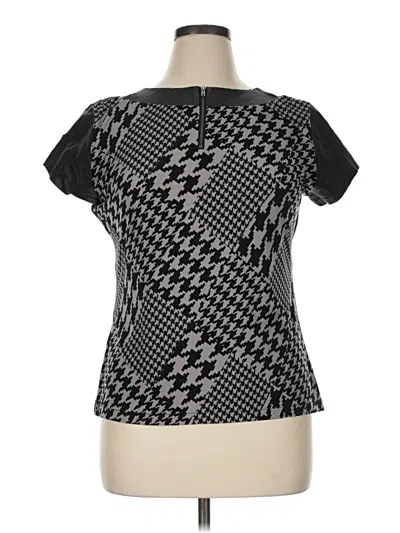 Pre-owned Worthington Short Sleeve Top Black Houndstooth Pattern Square Neckline Tops
