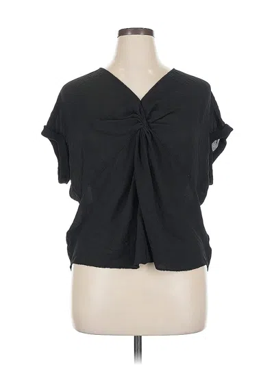 Pre-owned Worthington Short Sleeve Top Black Keyhole Neckline Tops