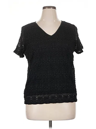Pre-owned Worthington Short Sleeve Top Black V-neck Tops