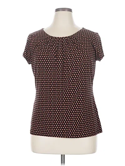 Pre-owned Worthington Short Sleeve Top Brown Square Neckline Tops