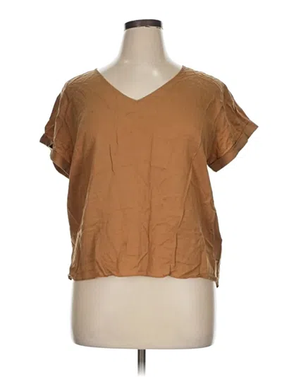 Pre-owned Worthington Short Sleeve Top Brown V-neck Tops