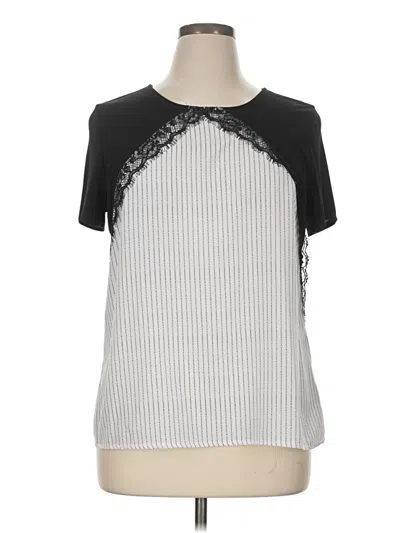 Pre-owned Worthington Short Sleeve Top Gray Mock Neckline Tops