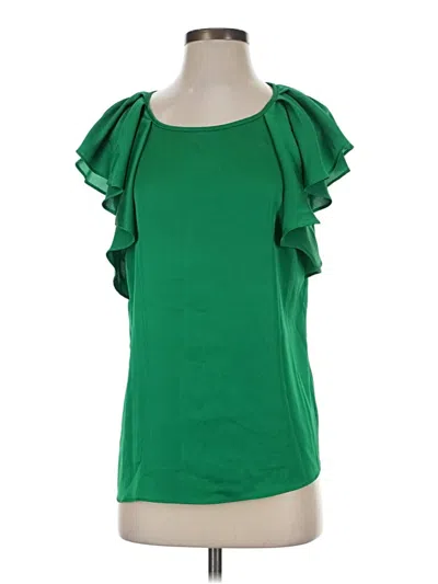 Pre-owned Worthington Short Sleeve Top Green Ruffles Neckline Tops
