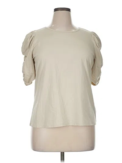 Worthington Short Sleeve Top Ivory Cold Shoulder Neckline Tops In White