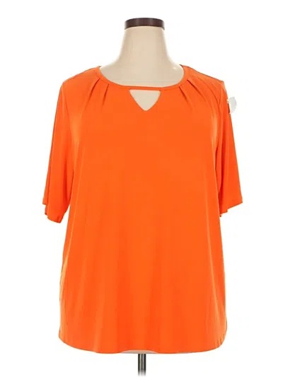 Worthington Short Sleeve Top Orange Keyhole Neckline Tops