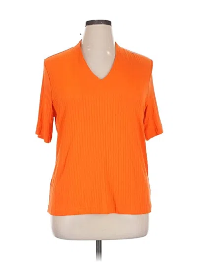Worthington Short Sleeve Top Orange V-neck Tops