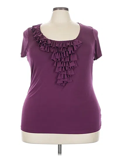 Pre-owned Worthington Short Sleeve Top Purple Ruffles Neckline Tops