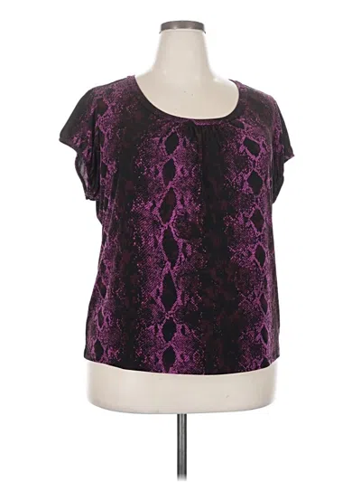 Pre-owned Worthington Short Sleeve Top Purple Scoop Neck Tops