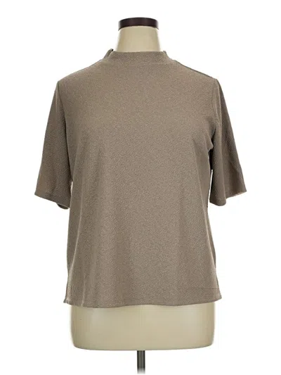 Worthington Short Sleeve Top Tan Mock Neckline Tops In Brown