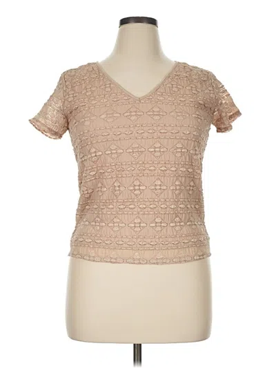 Pre-owned Worthington Short Sleeve Top Tan V-neck Tops