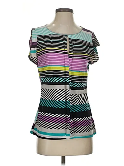 Pre-owned Worthington Short Sleeve Top Teal Keyhole Neckline Tops In Blue