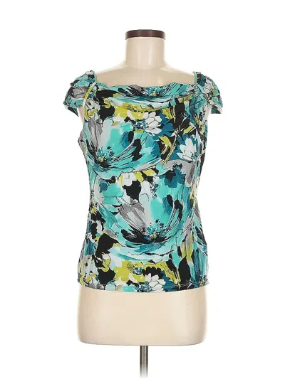 Pre-owned Worthington Short Sleeve Top Teal Sweetheart Neckline Tops In Blue