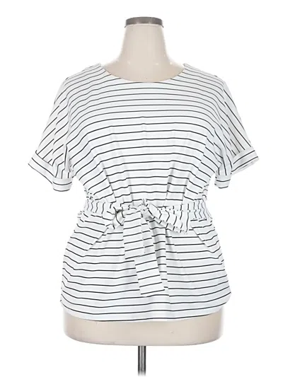 Pre-owned Worthington Short Sleeve Top White Boatneck Tops