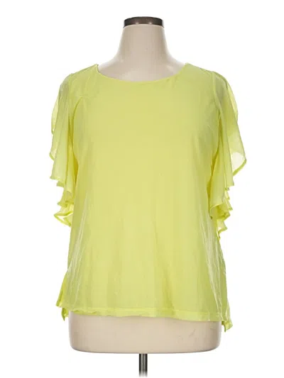 Pre-owned Worthington Short Sleeve Top Yellow Cold Shoulder Neckline Tops