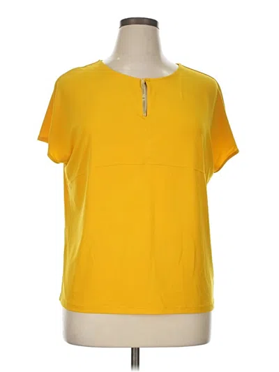Pre-owned Worthington Short Sleeve Top Yellow Keyhole Neckline Tops
