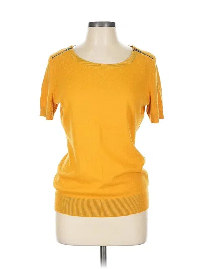 Pre-owned Worthington Short Sleeve Top Yellow Scoop Neck Tops