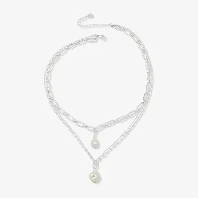 Worthington Silver Tone Simulated Pearl Womens 21 Inch Strand Necklace In White