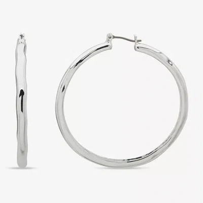 Worthington Silver Tone Womens 53.3mm Hoop Earrings
